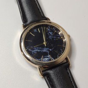 Gold Tone And Black Band Cute Watch